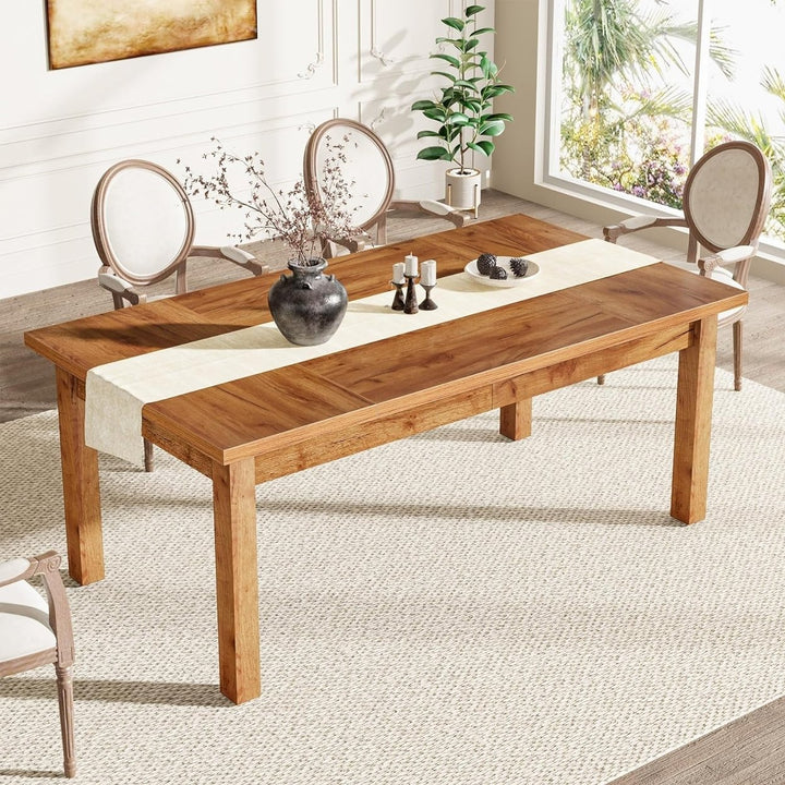 Tribesigns 70.87" Wood Dining Table for 6-8 Modern Rectangle Walnut Finish Image 2