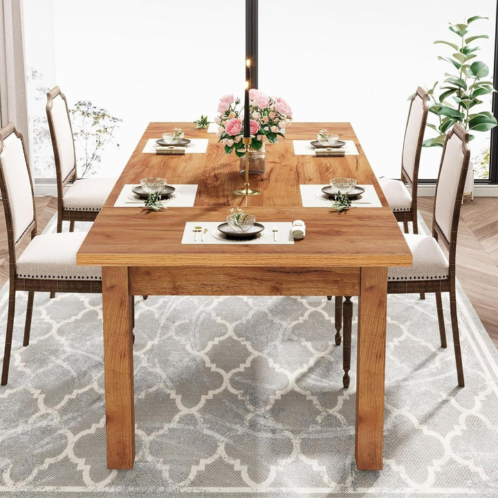 Tribesigns 70.87" Wood Dining Table for 6-8 Modern Rectangle Walnut Finish Image 4