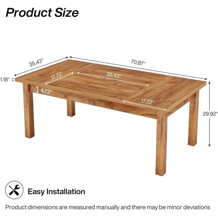 Tribesigns 70.87" Wood Dining Table for 6-8 Modern Rectangle Walnut Finish Image 5