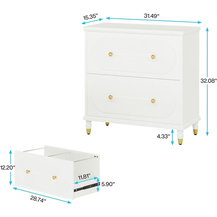 Tribesigns 2-Drawer File Cabinet Modern Wooden with Gold Legs for Home Office Image 6