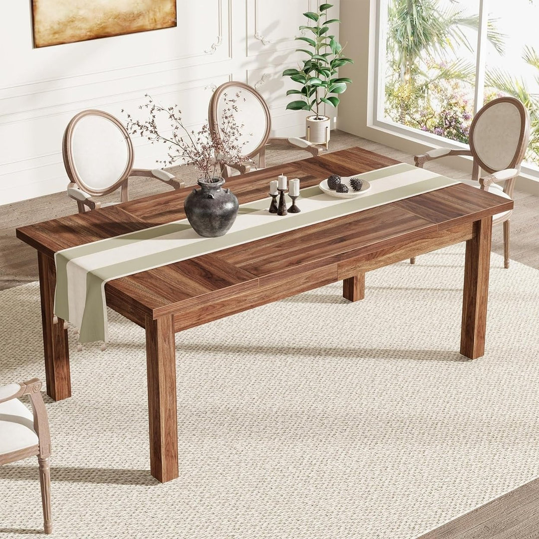 Tribesigns 70.87" Wood Dining Table for 6-8 Modern Rectangle Walnut Finish Image 8