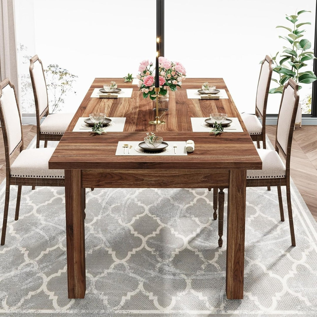 Tribesigns 70.87" Wood Dining Table for 6-8 Modern Rectangle Walnut Finish Image 10