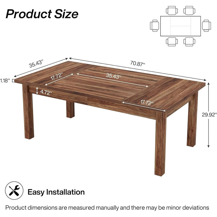 Tribesigns 70.87" Wood Dining Table for 6-8 Modern Rectangle Walnut Finish Image 11