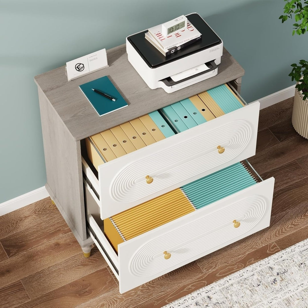 Tribesigns 2-Drawer File Cabinet Modern Wooden with Gold Legs for Home Office Image 10