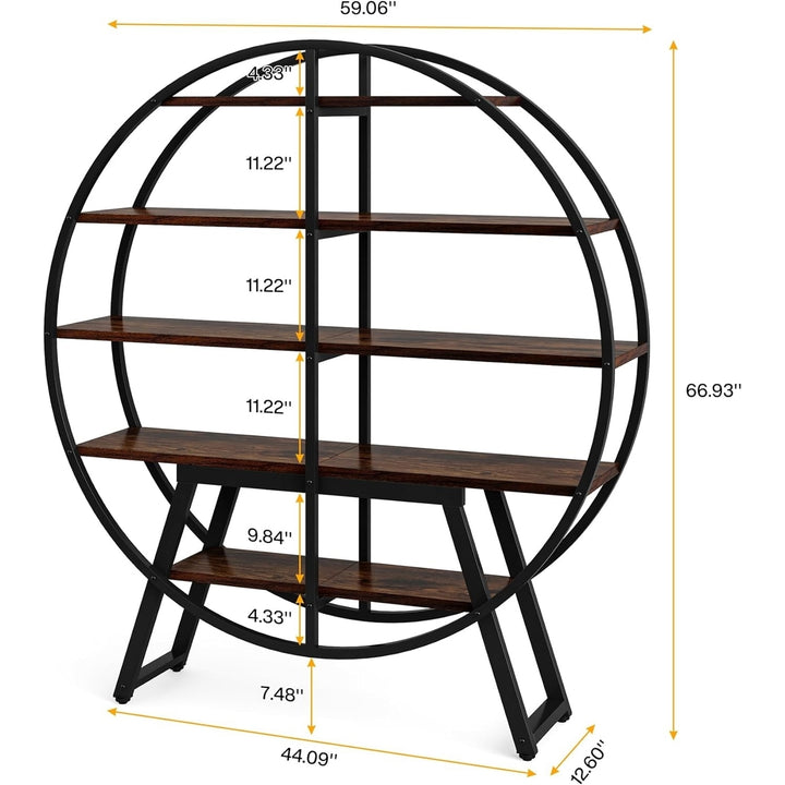 Tribesigns Industrial Etagere Bookcase,Geometric Display Open Book Shelf, Heavy-Duty Wood Metal Bookcase for Living Room Image 6