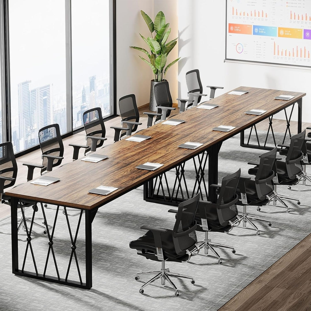 Tribesigns 78.7 Inch Conference Table Rectangular Brown Office Meeting Table Image 2