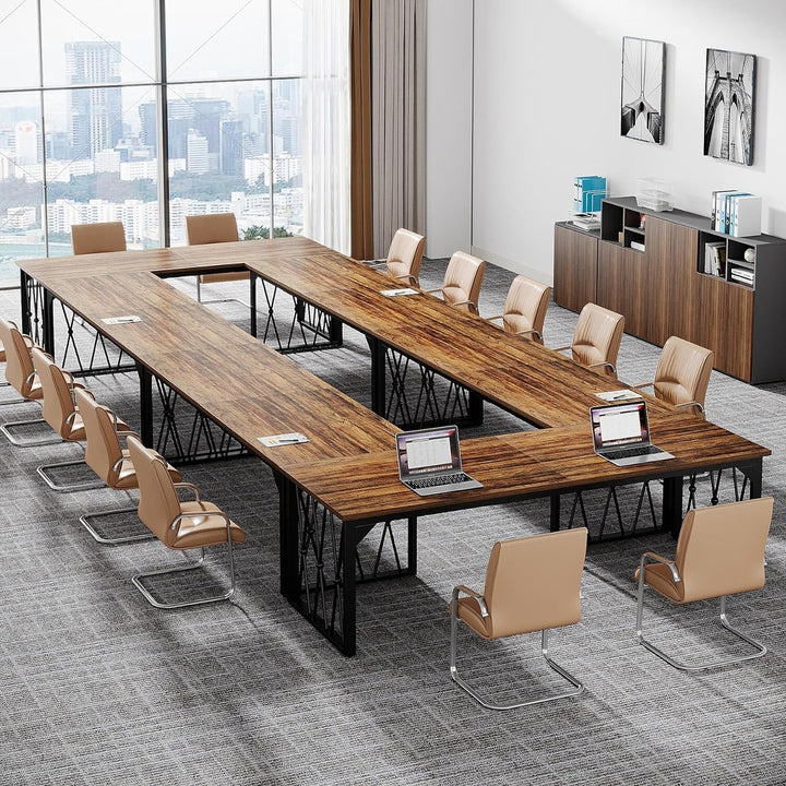 Tribesigns 78.7 Inch Conference Table Rectangular Brown Office Meeting Table Image 4