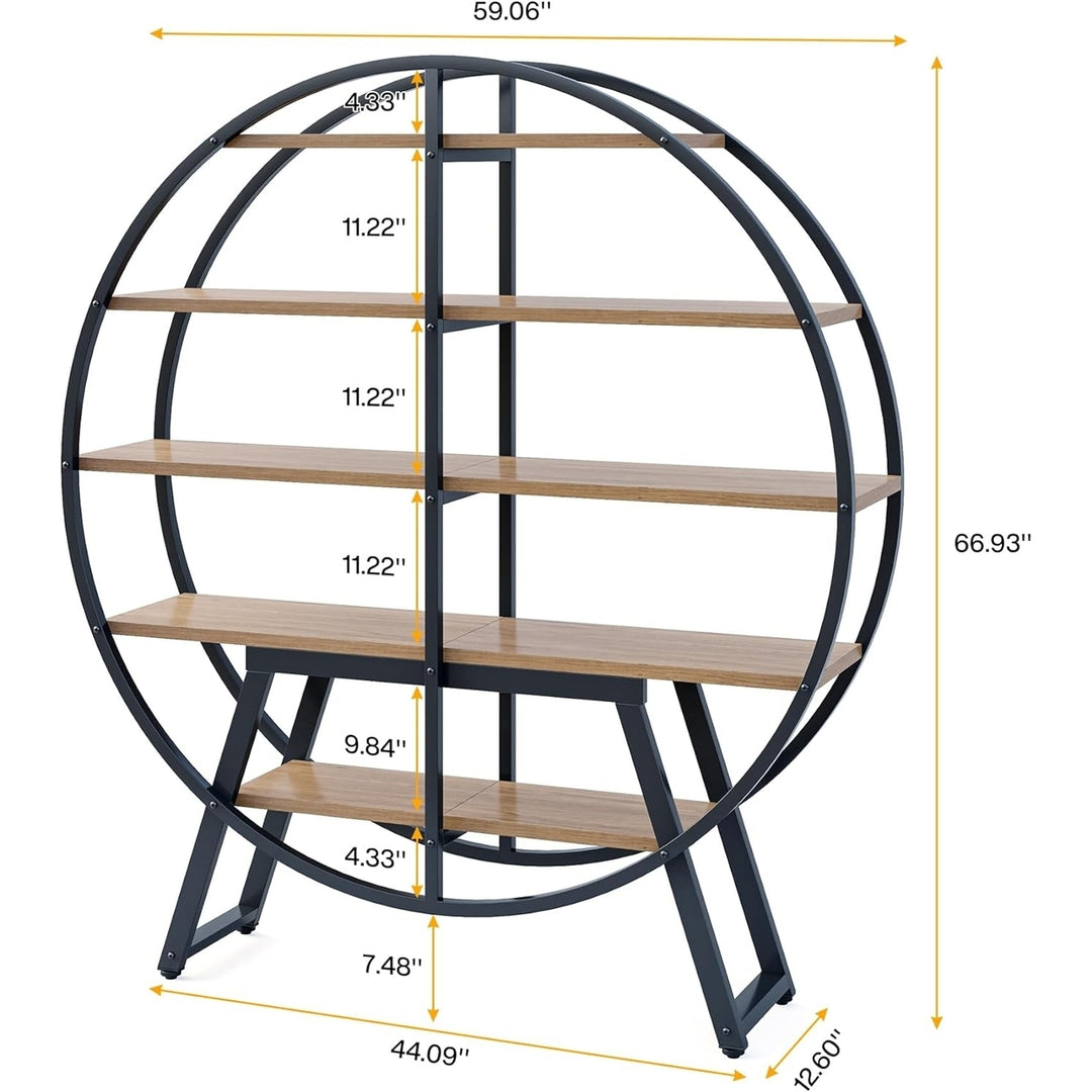 Tribesigns Industrial Etagere Bookcase,Geometric Display Open Book Shelf, Heavy-Duty Wood Metal Bookcase for Living Room Image 12