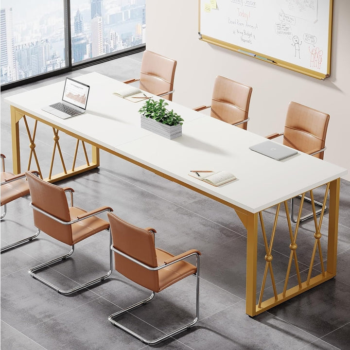 Tribesigns 78.7 Inch Conference Table Rectangular Brown Office Meeting Table Image 7