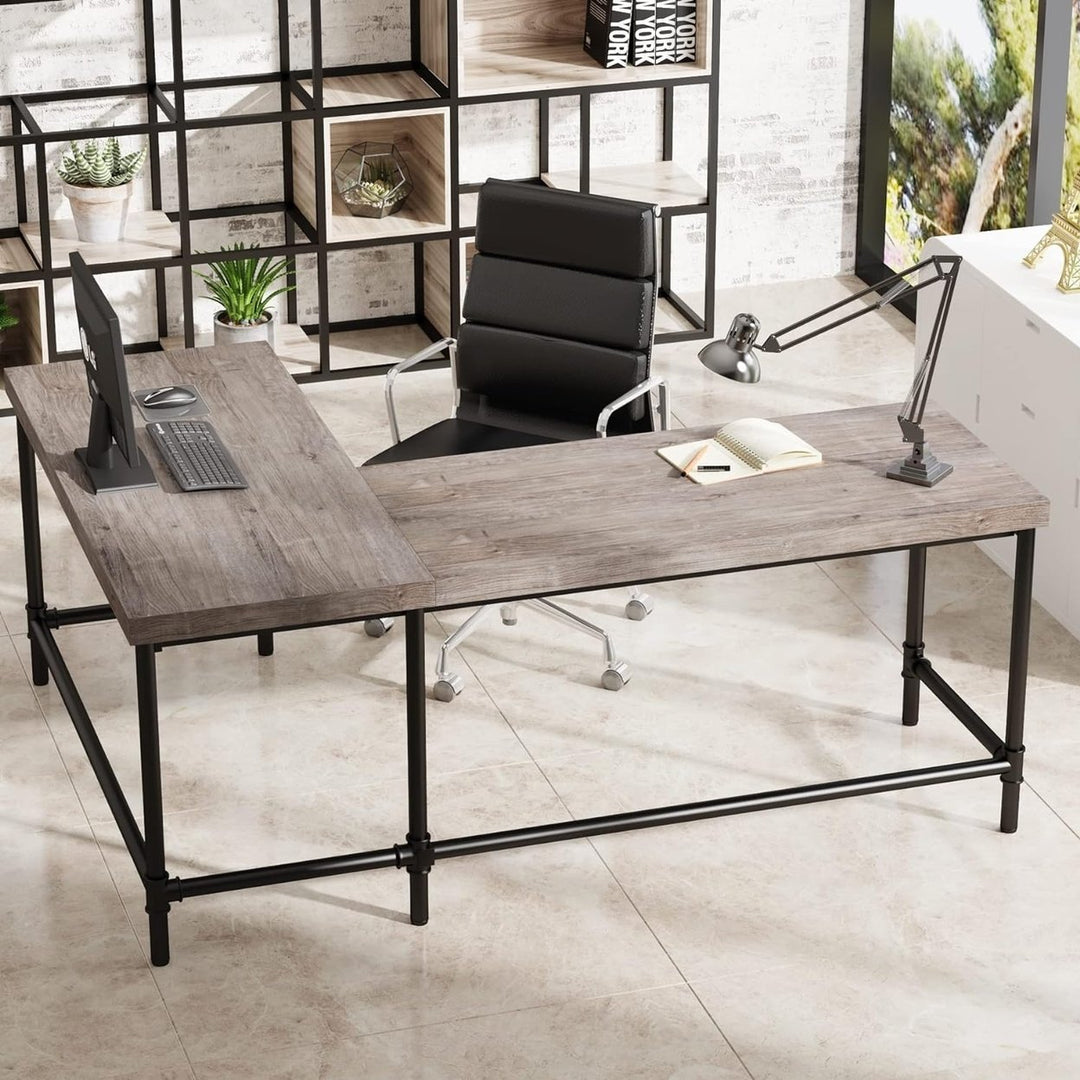 Tribesigns L-Shaped Desk 67 Inch Industrial Reversible Corner Office Desk Image 2