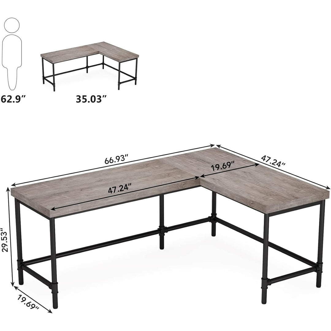 Tribesigns L-Shaped Desk 67 Inch Industrial Reversible Corner Office Desk Image 4