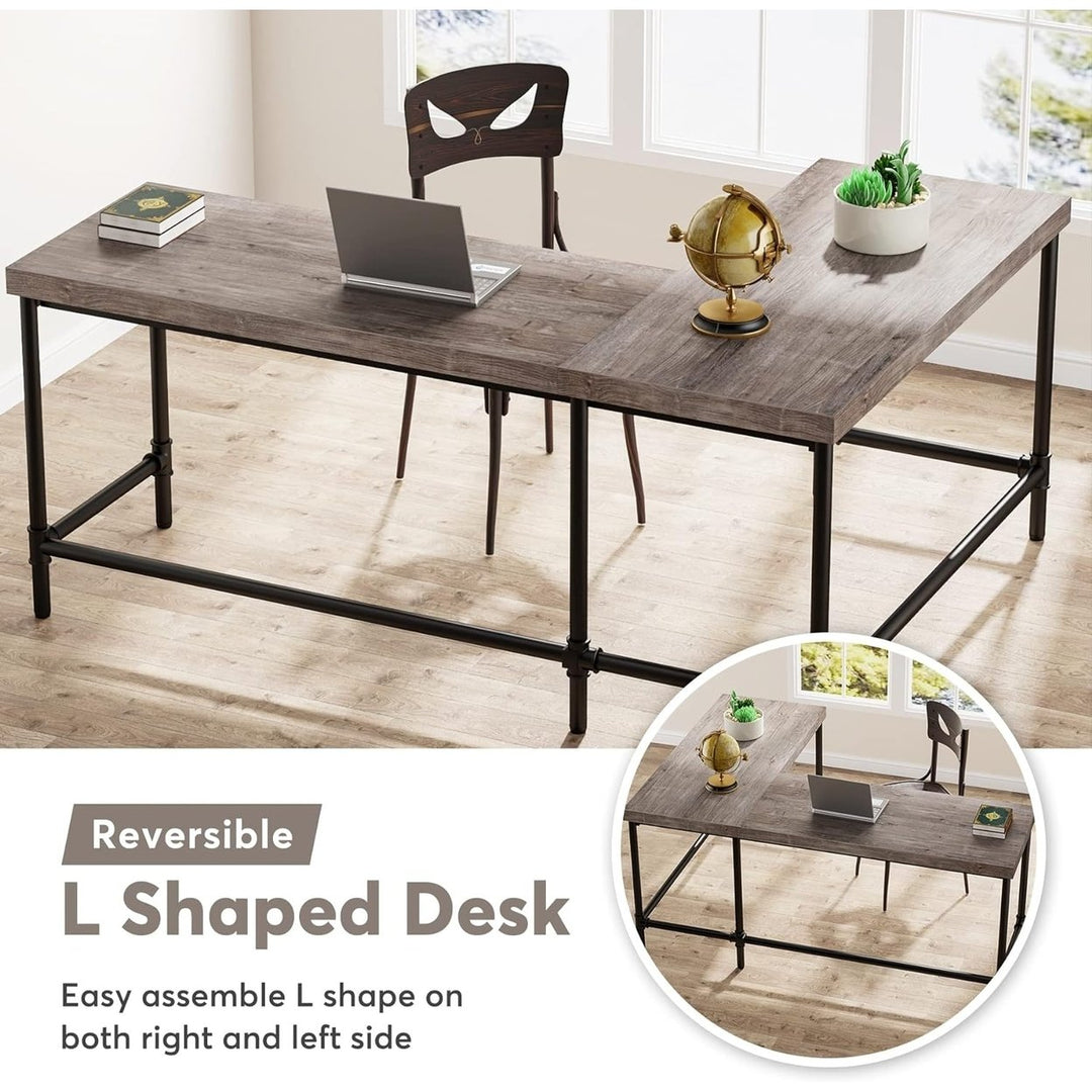 Tribesigns L-Shaped Desk 67 Inch Industrial Reversible Corner Office Desk Image 5