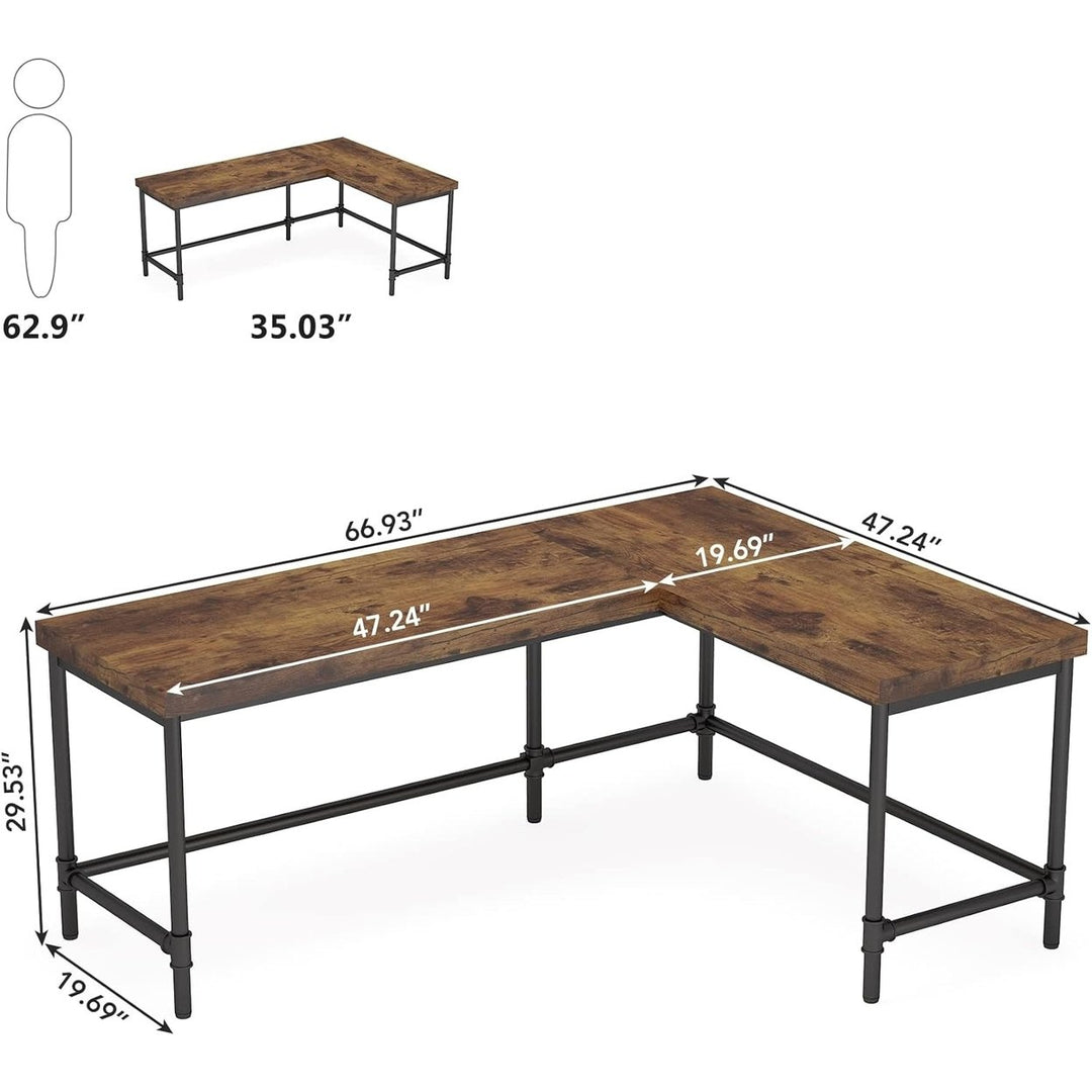 Tribesigns L-Shaped Desk 67 Inch Industrial Reversible Corner Office Desk Image 9