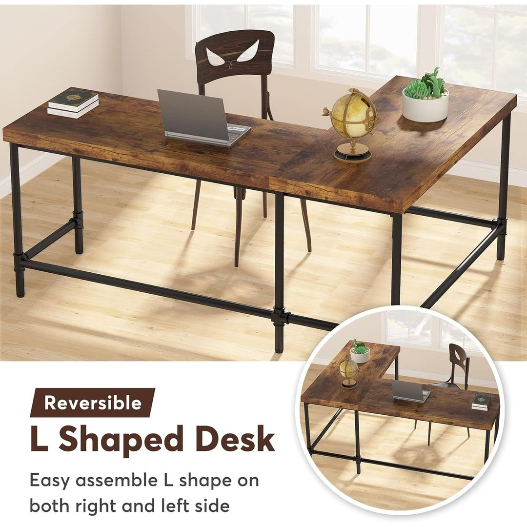 Tribesigns L-Shaped Desk 67 Inch Industrial Reversible Corner Office Desk Image 10