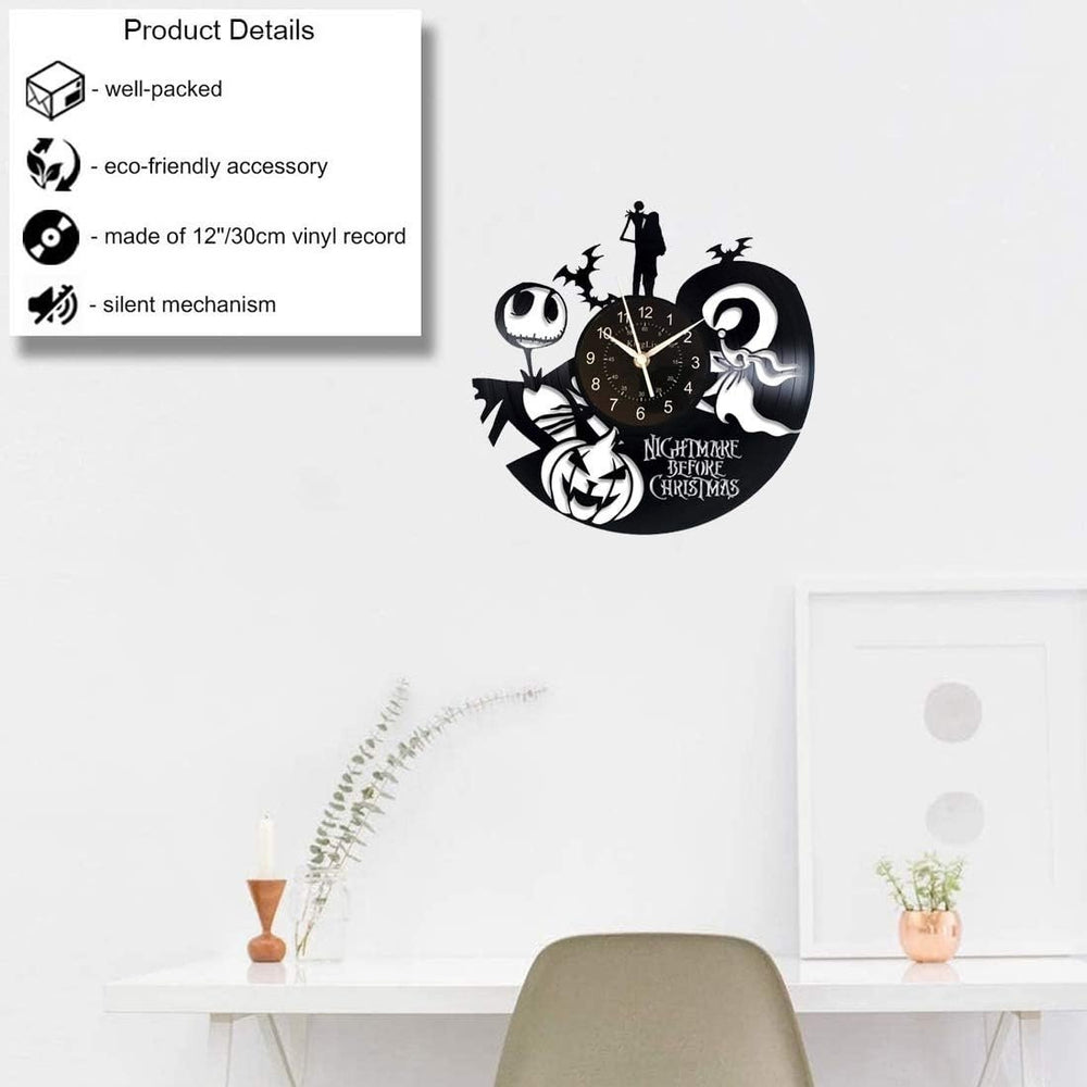 The Nightmare Before Christmas Vinyl Record Wall Clock-Home Decoration Creative Wall Art -Unique Gift - Living Room, Image 2