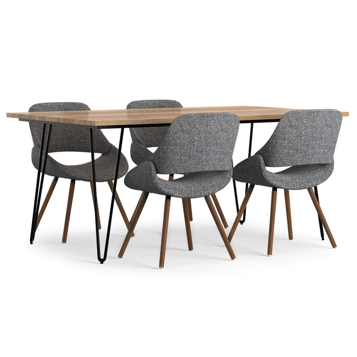 Malden Hunter Rectangular 5 Piece Dining Set Solid Mango Wood Metal Chairs Image 4