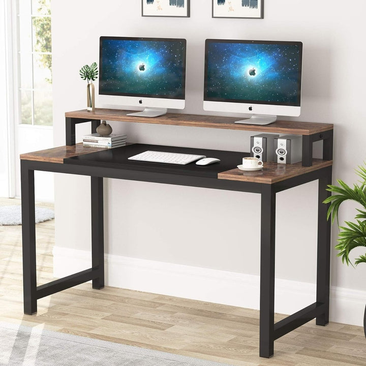 Tribesigns Computer Desk, Modern Simple Design PC Laptop Table Study Writing Table with Monitor Shelf Image 1