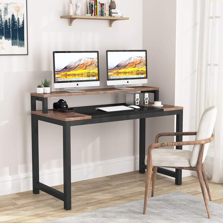 Tribesigns Computer Desk, Modern Simple Design PC Laptop Table Study Writing Table with Monitor Shelf Image 2