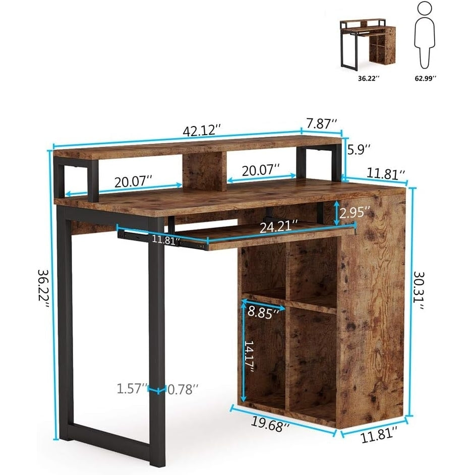 Tribesigns Computer Desk with Push-Pull Keyboard Tray and Shelves, Large Study Writing Desk for Home Office Image 5