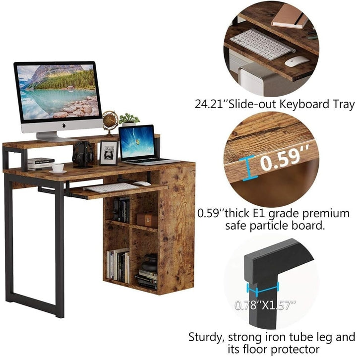 Tribesigns Computer Desk with Push-Pull Keyboard Tray and Shelves, Large Study Writing Desk for Home Office Image 6