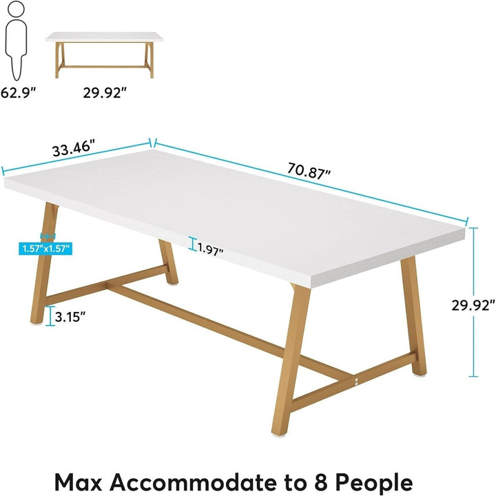 Tribesigns Rectangle Conference Table,Meeting Table for Conference Room,Wood Office Executive Desk with Strong Metal Image 5