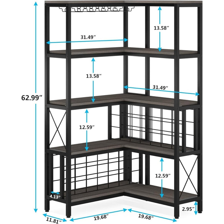 Tribesigns Large Corner Wine Rack, 5-Tier L Shaped Industrial Freestanding Floor Bar Cabinets for Home Kitchen Image 5