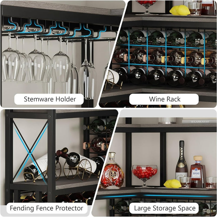 Tribesigns Large Corner Wine Rack, 5-Tier L Shaped Industrial Freestanding Floor Bar Cabinets for Home Kitchen Image 6