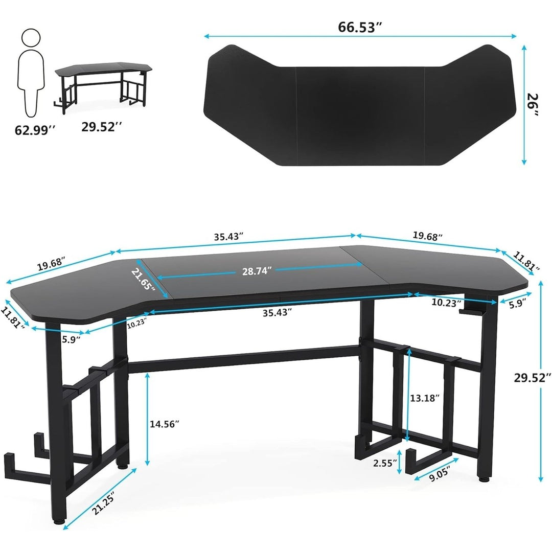 Tribesigns Gaming Desk, Ergonomic Gaming Computer Desk,Large Wing-Shaped Gamer Table with Hoster Holder Image 5