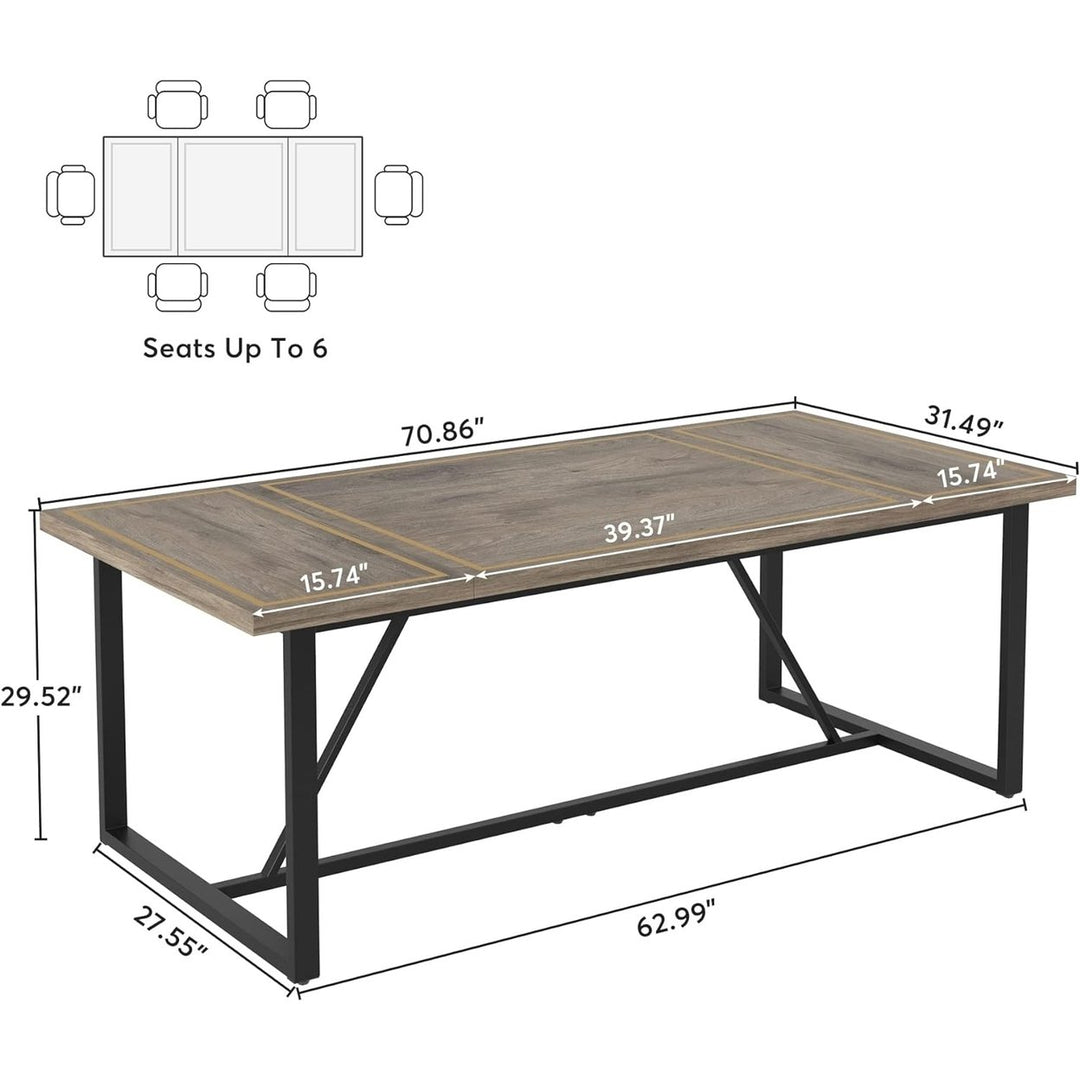 Tribesigns 70.9 Inches Dining Table for 6 to 8, Modern Kitchen Table Dining Room Table, Rectangle Dinner Table with Image 6