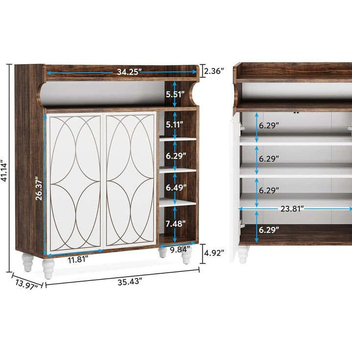 Tribesigns Shoe Cabinet with Doors, Shoe Storage Cabinet with Adjustable Shelves, Freestanding Wooden Shoe Cabinet Image 5