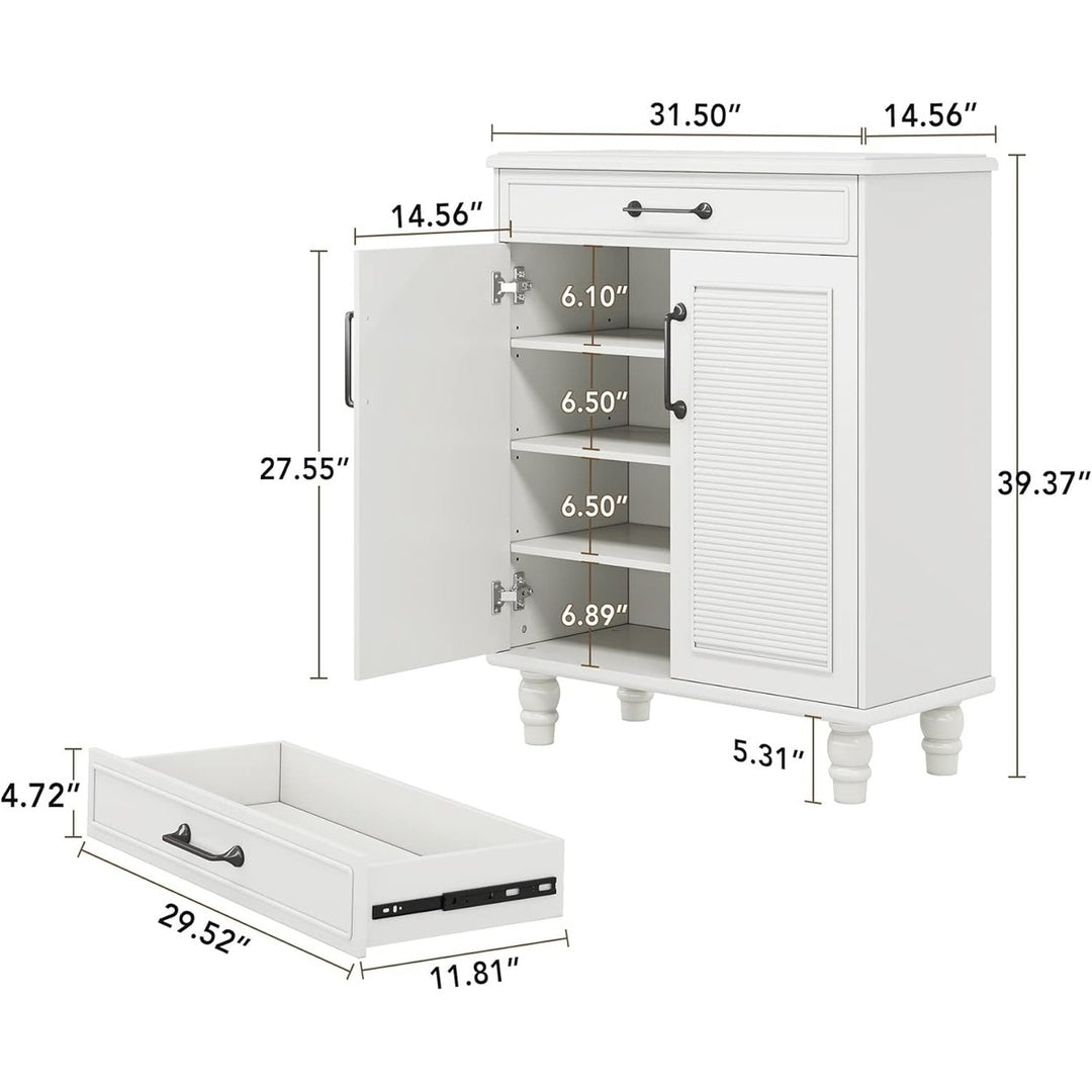 Tribesigns Wooden Shoe Cabinet with Doors, 16 Pair Shoe Storage Cabinet with 4 Height Adjustable Shelves and 1 Large Image 6