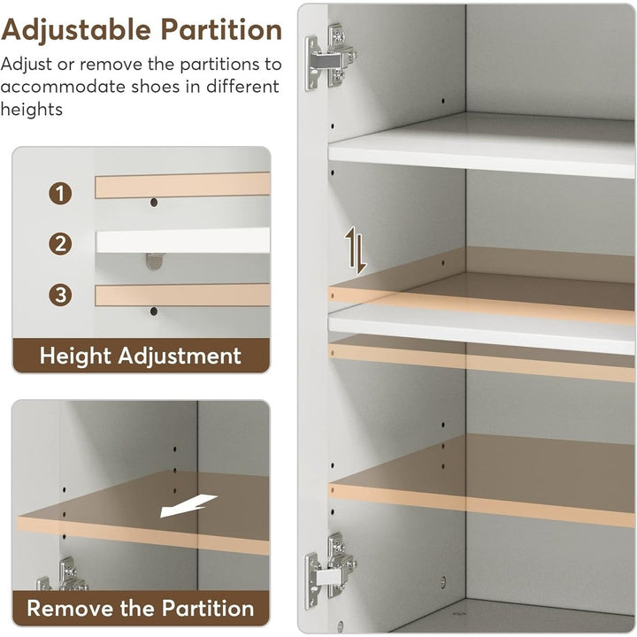 Tribesigns Wooden Shoe Cabinet with Doors, 16 Pair Shoe Storage Cabinet with 4 Height Adjustable Shelves and 1 Large Image 7