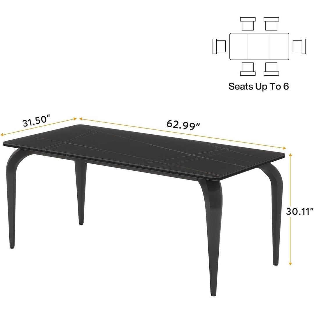 Tribesigns Marble Rectangular Dining Table, 63" Modern Sintered Stone Dining Room Table with Metal Legs for 6 People Image 6