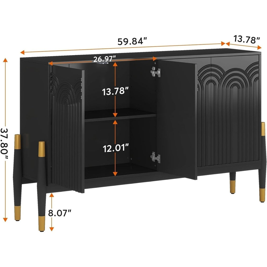 Tribesigns Sideboard Buffet Cabinet with Storage, 59 Inch Modern Kitchen Storage Cabinet with 4 Doors and Shelves for Image 5