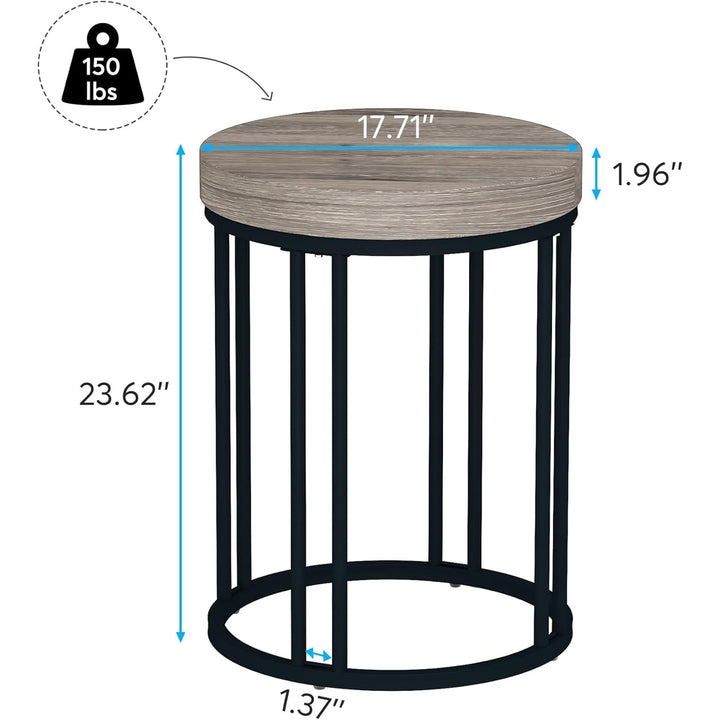 Tribesigns Round End Table Wood Top Metal Frame 23.6" Height Modern Accent Table Image 5