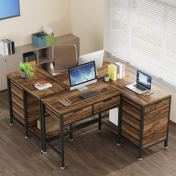 Tribesigns 47 Inches L-Shaped Desk with 6 Drawers, Computer Corner Desk with Storage, Home Office Space-Saving Working Image 4