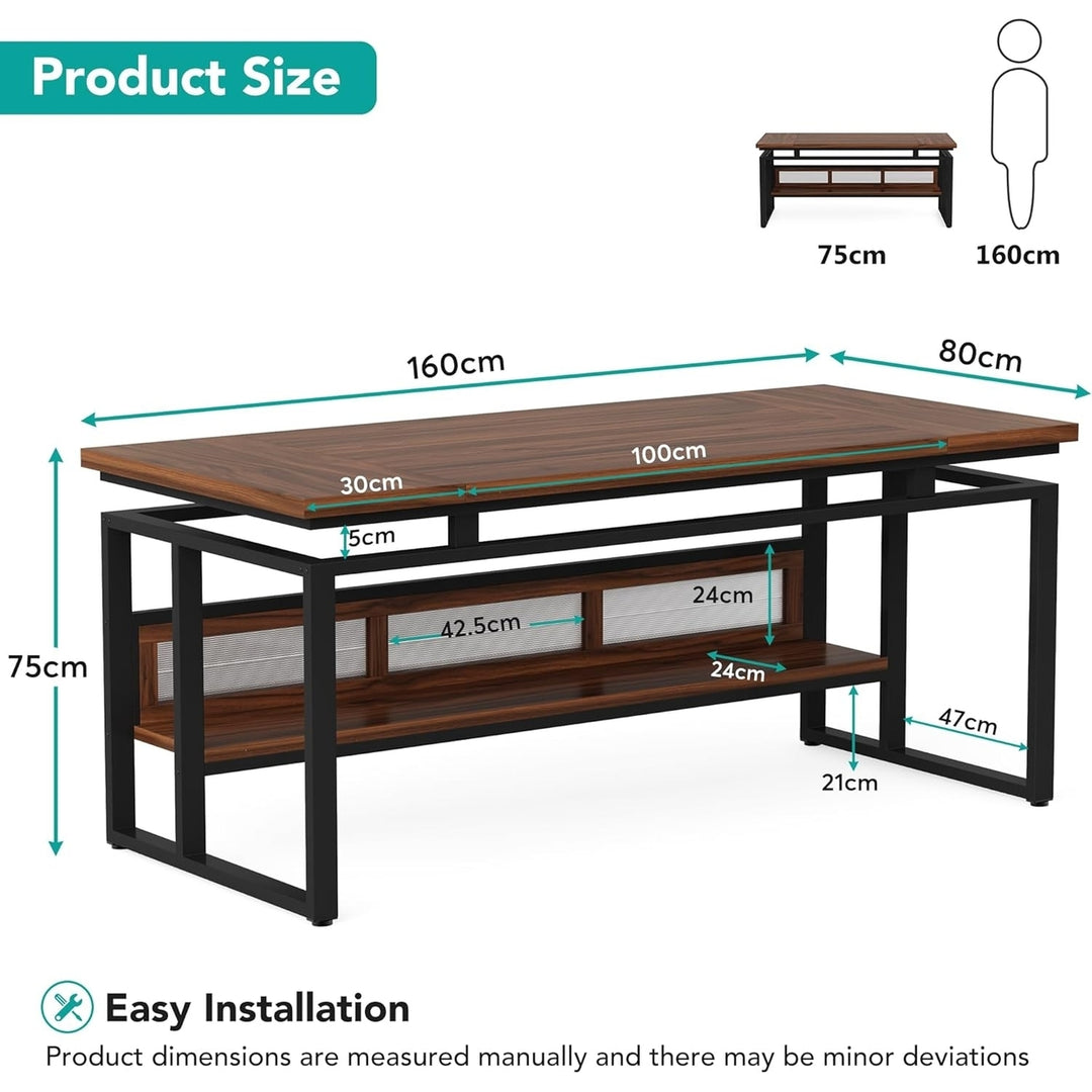 Tribesigns 63" Executive Desk Large Office Computer Desk Rustic Brown MDF Frame Image 6