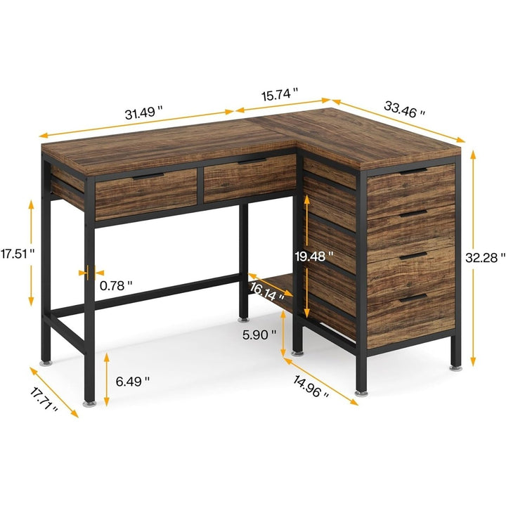 Tribesigns 47 Inches L-Shaped Desk with 6 Drawers, Computer Corner Desk with Storage, Home Office Space-Saving Working Image 5