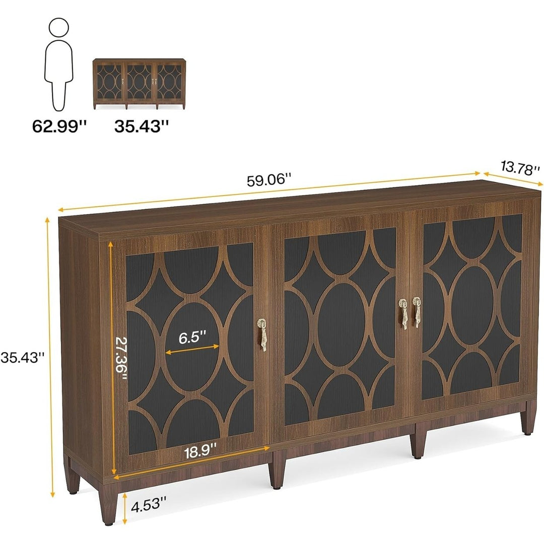 Tribesigns 59" Rustic Wood Farmhouse Sideboard Buffet Cabinet Storage 35.4" Tall Image 6