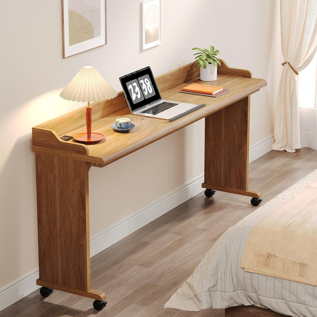 Tribesigns Overbed Table 70.8in Mobile Desk with USB Charging Station Adjustable Image 3