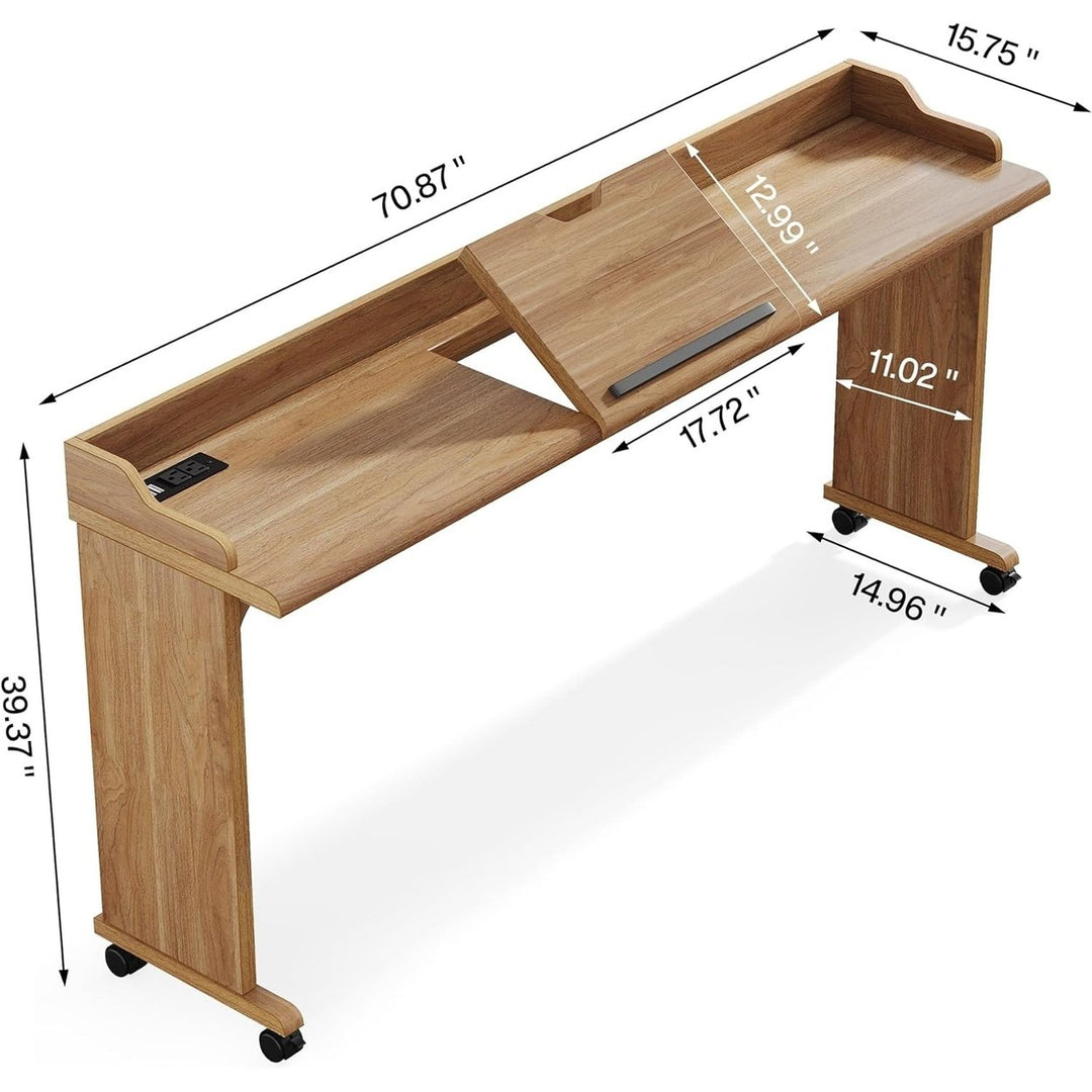 Tribesigns Overbed Table 70.8in Mobile Desk with USB Charging Station Adjustable Image 5