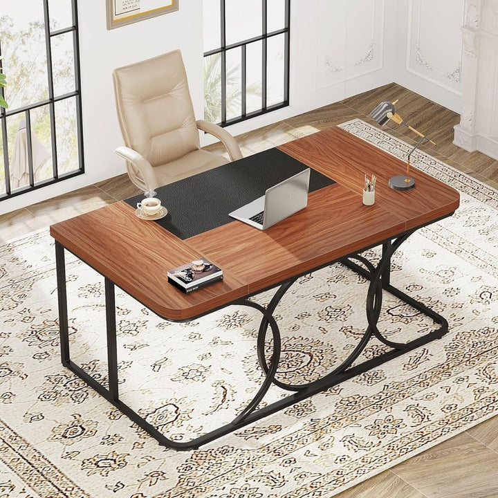 Tribesigns 62.2-Inch Office Computer Desk, Large Executive Desk with Metal Frame, Simple Writing Table Workstation for Image 1