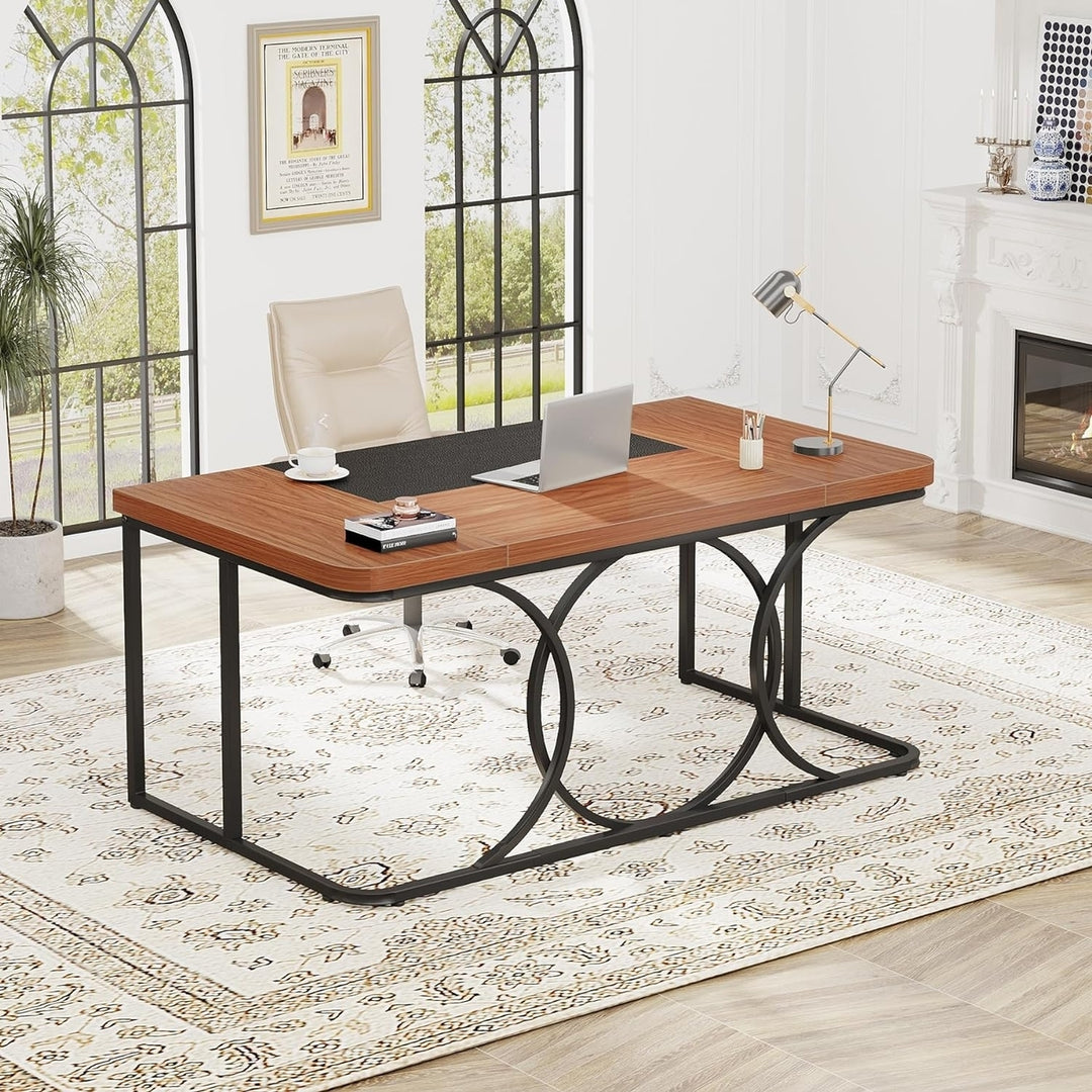 Tribesigns 62.2-Inch Office Computer Desk, Large Executive Desk with Metal Frame, Simple Writing Table Workstation for Image 3