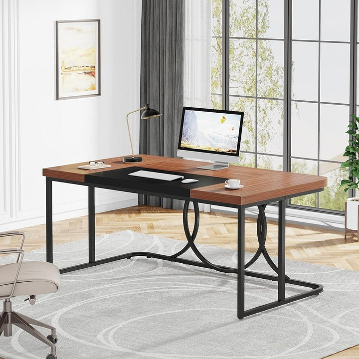 Tribesigns 62.2-Inch Office Computer Desk, Large Executive Desk with Metal Frame, Simple Writing Table Workstation for Image 4