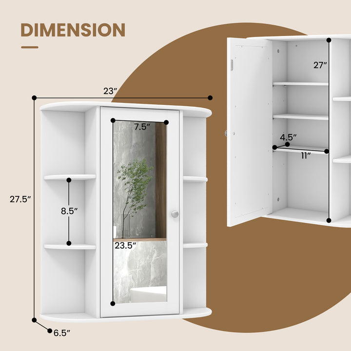 Bathroom Wall Medicine Cabinet Wall Mounted Storage Organizer w/ Mirror Door Image 3