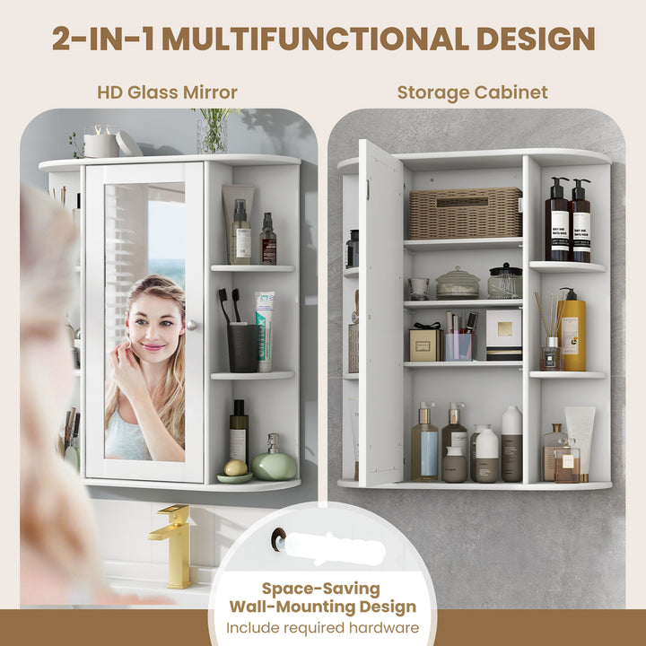 Bathroom Wall Medicine Cabinet Wall Mounted Storage Organizer w/ Mirror Door Image 8