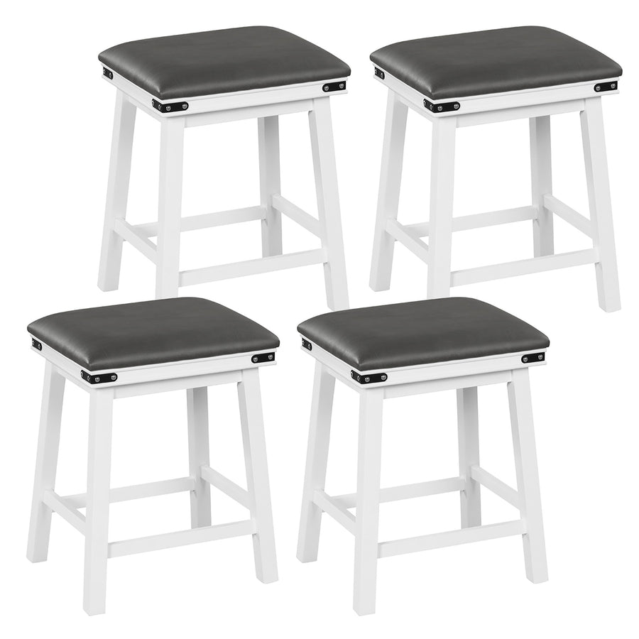 PU Leather Bar Stools Set of 4 24 Counter Height Dining Stools w/ Upholstered Seat Image 1