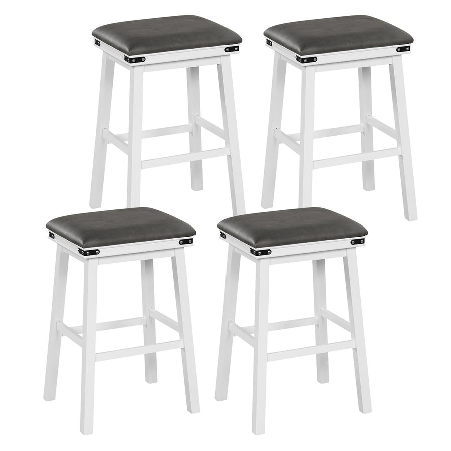 PU Leather Bar Stools Set of 4 30 Counter Height Dining Stools w/ Upholstered Seat Image 1