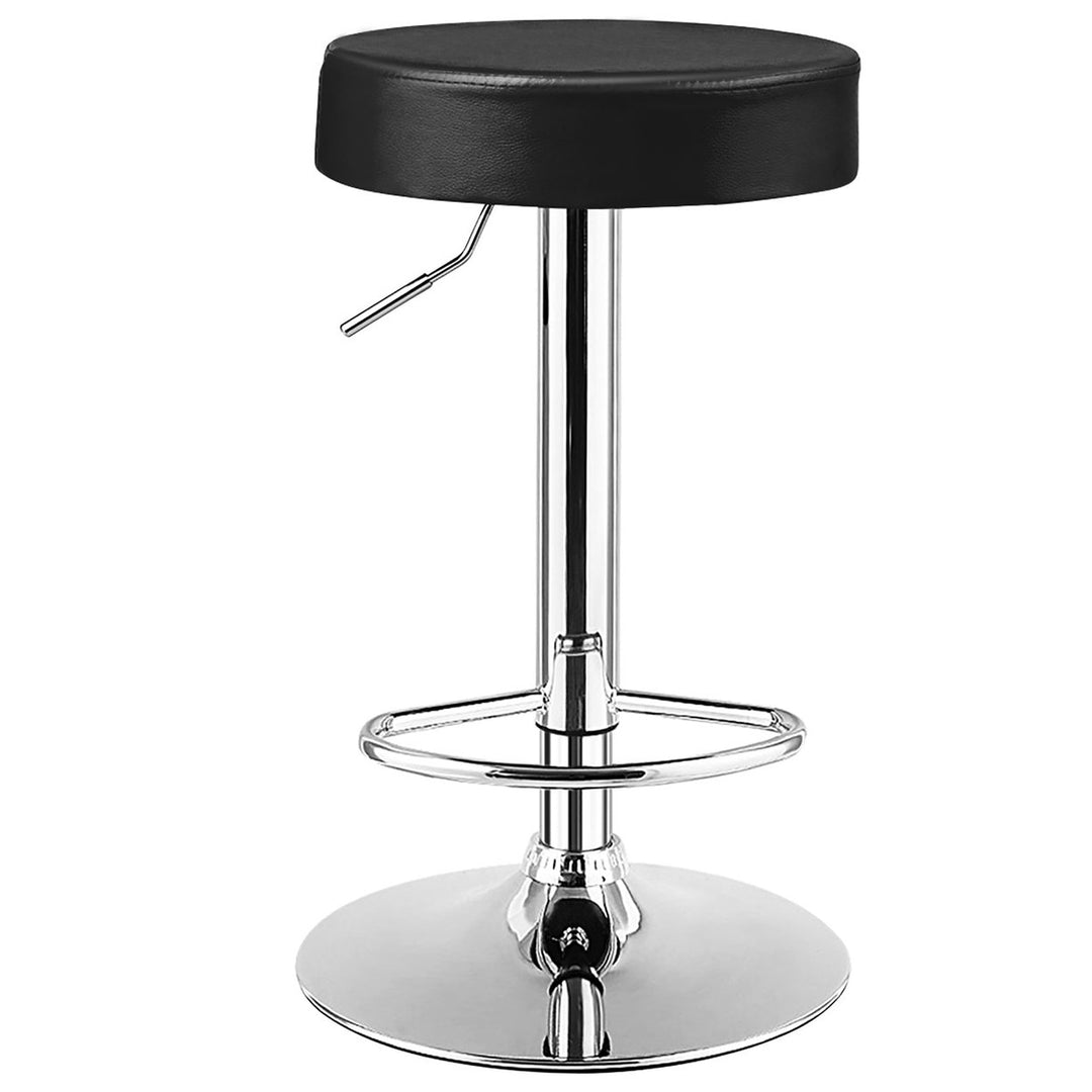 Costway 1 PC Round Bar Stool Adjustable Swivel Pub Chair U Leather with Footrest White\ Black\ Red Image 1