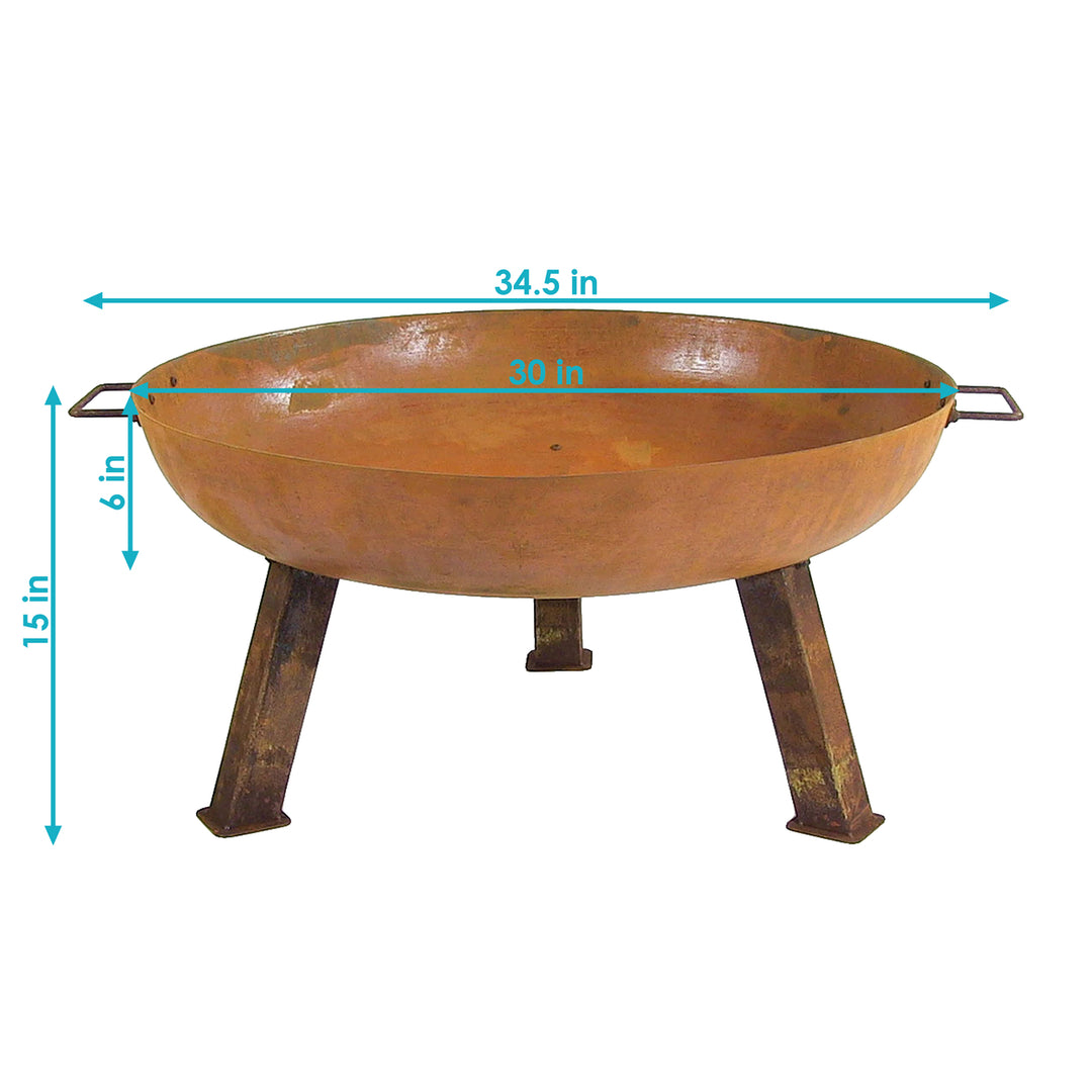 Sunnydaze 30 in Rustic Cast Iron Wood-Burning Fire Pit with Handles Image 3